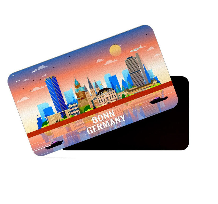 dhcrafts Rectangular Rubber Fridge Magnet / Magnetic Card Multicolor Germany Bonn Design Pack of 1 (8.6cm x 5.4cm)